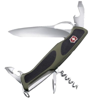 Нож складной, мультитул Victorinox Rangergrip 61 Onehand (130мм,11 функций),зелено-черный 0.9553.MC4 ― fonarik.in.ua
