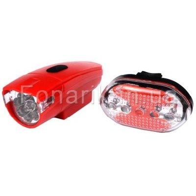 Велофара + задний фонарь для велосипеда KK830 ( 8LED/5LED, 3хAAA), красный