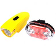 Велофара + задний фонарь для велосипеда KK890 ( 8LED/5LED, 3хAAA), желтый