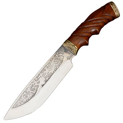Нож эксклюзивный Спутник "Удачная Охота" (длина: 30cm, лезвие: 17cm), в кожаных ножнах