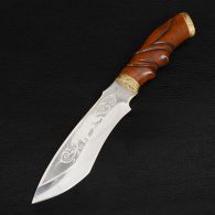 Knife exclusive Спутник "Сarved Tiger" (length: 30cm, blade: 15cm), in a leather sheath