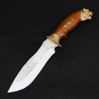 Нож эксклюзивный Спутник "Тигр" (длина: 29cm, лезвие: 15cm), в кожаных ножнах