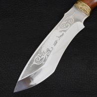 Knife exclusive Спутник "Сarved Tiger" (length: 30cm, blade: 15cm), in a leather sheath