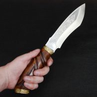 Knife exclusive Спутник "Сarved Tiger" (length: 30cm, blade: 15cm), in a leather sheath