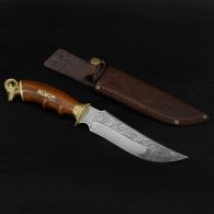 Knife exclusive Sputnik "Argali" (length: 29cm, blade: 15cm), in a leather sheath