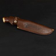Knife exclusive Спутник "Сarved Tiger" (length: 30cm, blade: 15cm), in a leather sheath