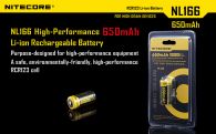 Rechargeable battery Litium Li-Ion CR123A Nitecore NL166 3.7V (650mAh), protected