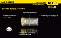 Rechargeable battery Litium Li-Ion CR123A Nitecore NL166 3.7V (650mAh), protected