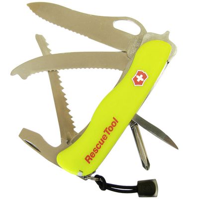 Нож складной, мультитул Victorinox Rescuetool One Hand (111мм, 16 функций), желтый 0.8623.MWN ― fonarik.in.ua