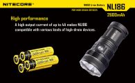 Rechargeable battery Litium Li-Ion 18650 Nitecore NL186 3.7V (2600mAh), protected