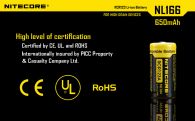 Rechargeable battery Litium Li-Ion CR123A Nitecore NL166 3.7V (650mAh), protected