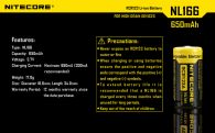 Rechargeable battery Litium Li-Ion CR123A Nitecore NL166 3.7V (650mAh), protected