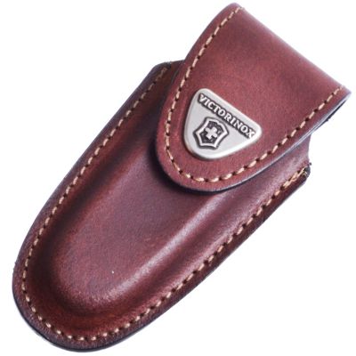 Чехол для ножей Victorinox (84-91мм, 2-4 слоя) на липучке, кожаный, коричневый 4.0533 ― fonarik.in.ua