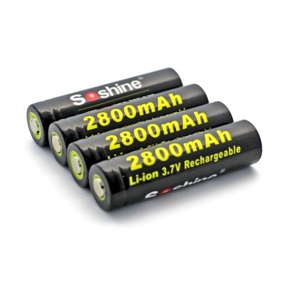 Rechargeable battery Litium Li-Ion 18650 Soshine 3.7V (2800mAh), protected