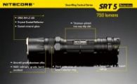 Фонарь Nitecore SRT5 Detective (Cree XM-L2 T6, 750 люмен, 8 режимов, 1x18650), серый