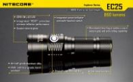 LED Flashlight Nitecore EC25w COBRA (CREE XM-L2 T6, 860 lumen, 8 modes, 1x18650), neutral white